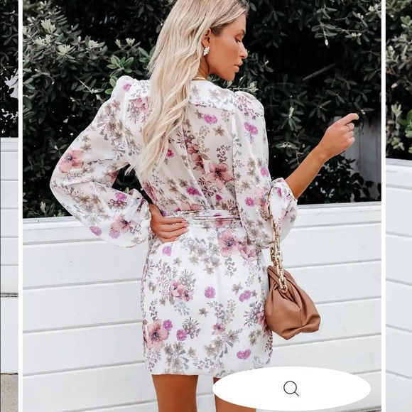 Avant Floral Balloon Sleeve Chiffon Wrap Dress - Picture 2 of 9